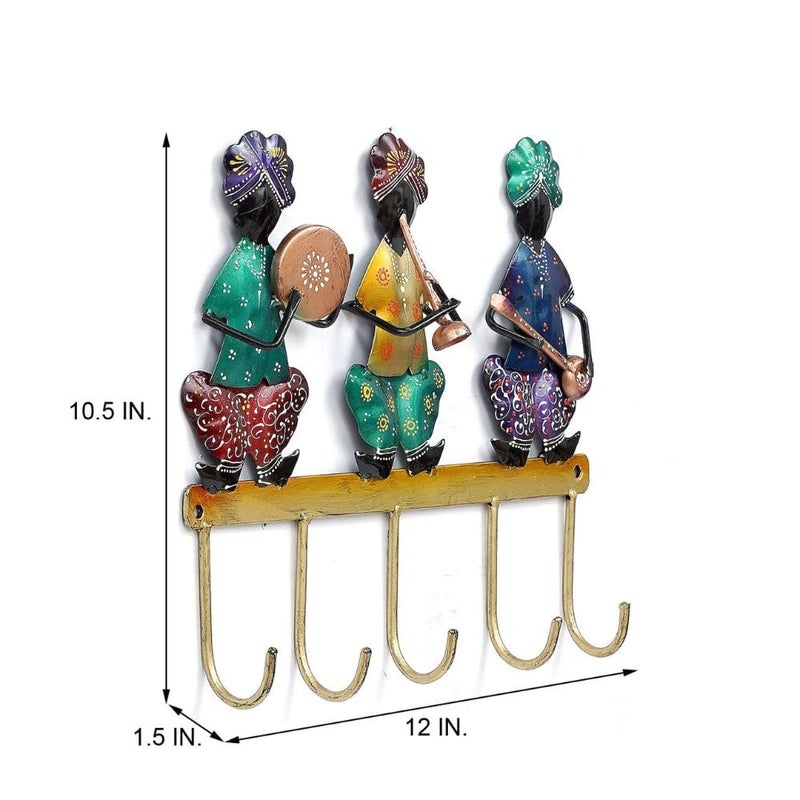 PEDEX Hand Painted Metal Musician Sardar Key Holder with Hook Decorative Multicolor Wall Key Hanger for Home, Entryway, Office & Living Room Decor - Image 2