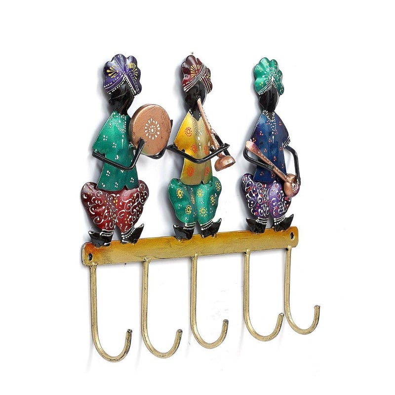 PEDEX Hand Painted Metal Musician Sardar Key Holder with Hook Decorative Multicolor Wall Key Hanger for Home, Entryway, Office & Living Room Decor - Image 3