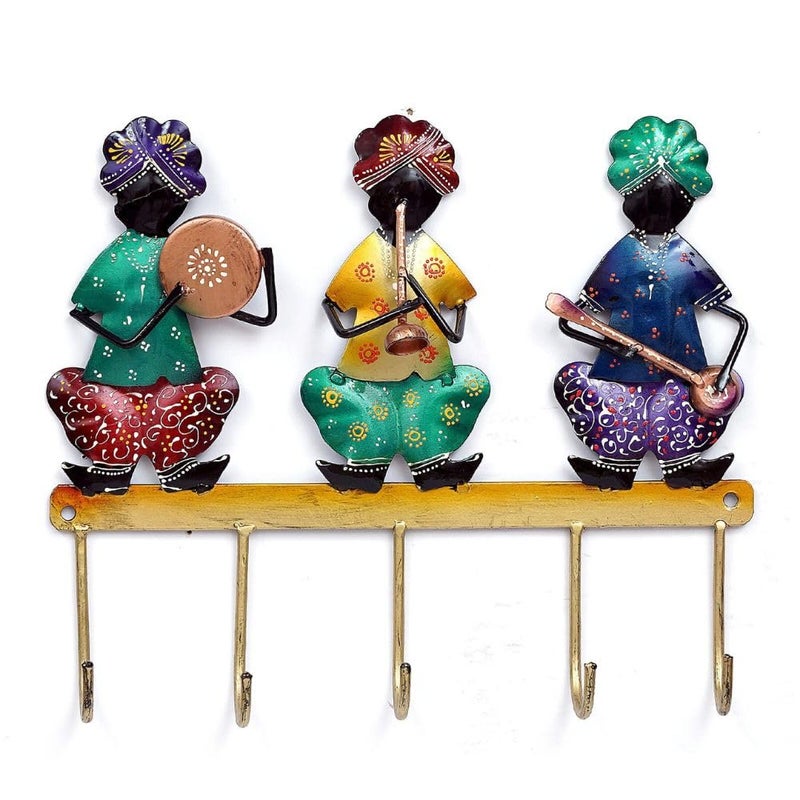 PEDEX Hand Painted Metal Musician Sardar Key Holder with Hook Decorative Multicolor Wall Key Hanger for Home, Entryway, Office & Living Room Decor - Image 5