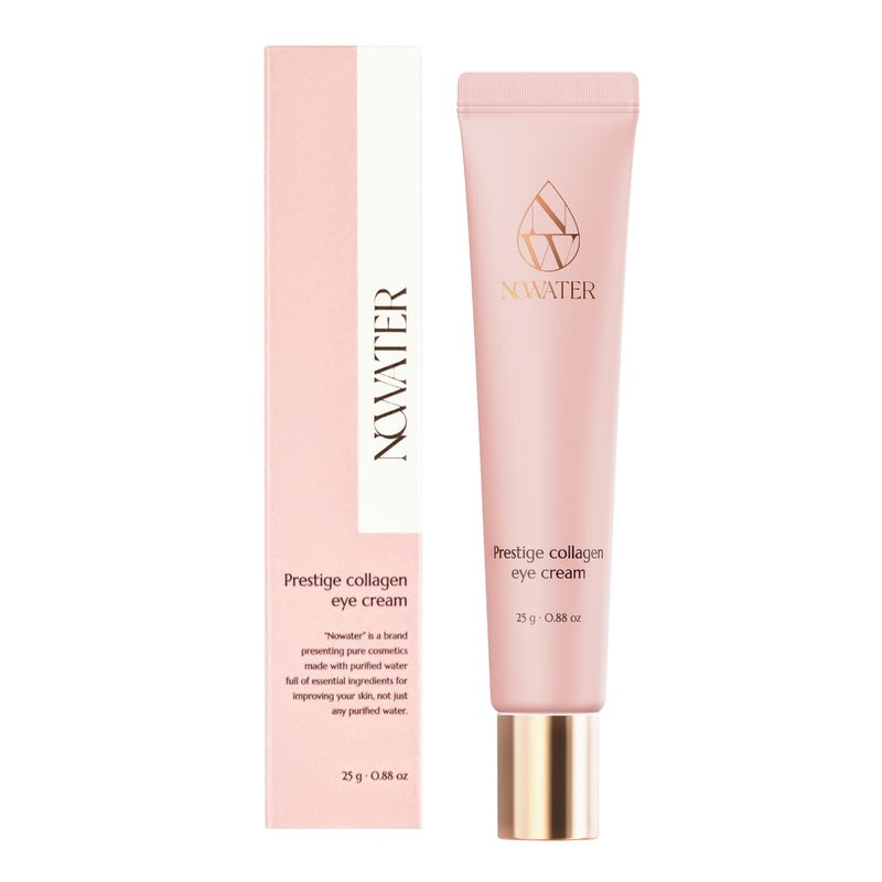 NOWATER Collagen Eye Cream for Wrinkles Puffiness Dark Circles Hydrolyzed Collagen Betaglucan for Improved Undereye Area Korean Skincare 088 floz - Image 1