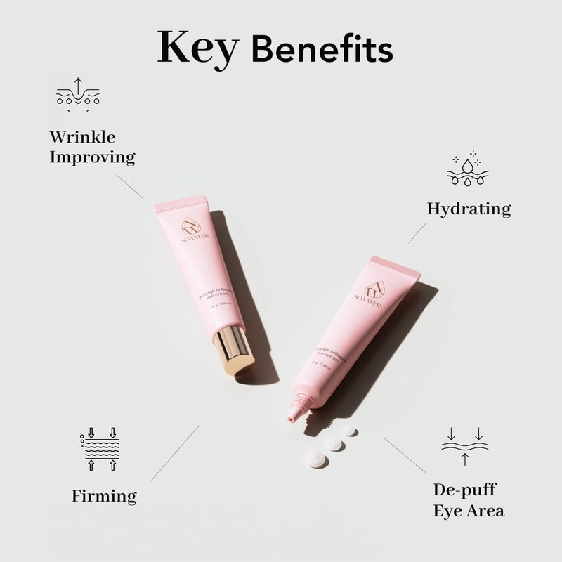 NOWATER Collagen Eye Cream for Wrinkles Puffiness Dark Circles Hydrolyzed Collagen Betaglucan for Improved Undereye Area Korean Skincare 088 floz - Image 3