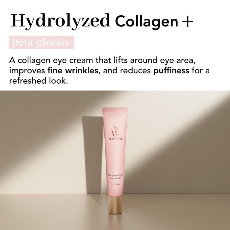 NOWATER Collagen Eye Cream for Wrinkles Puffiness Dark Circles Hydrolyzed Collagen Betaglucan for Improved Undereye Area Korean Skincare 088 floz - Image 2
