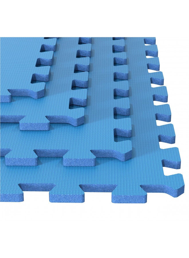 Stalwart Foam Mat Floor Tiles, Interlocking Ultimate Comfort EVA Foam Padding by Stalwart Soft Flooring for Exercising, Yoga, Camping, Kids, Babies, Playroom Blue 12" X 12" X 0.375"  - Image 1