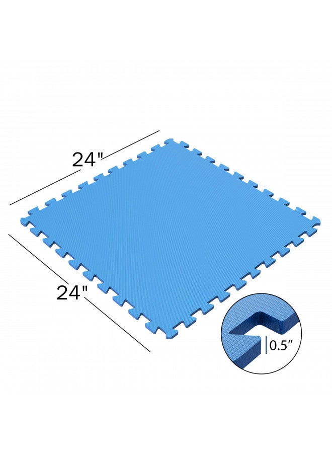 Stalwart Foam Mat Floor Tiles, Interlocking Ultimate Comfort EVA Foam Padding by Stalwart Soft Flooring for Exercising, Yoga, Camping, Kids, Babies, Playroom Blue 12" X 12" X 0.375"  - Image 2