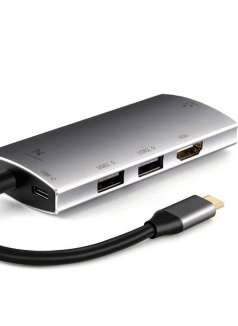 L'AVVENTO (US016) Type-C Hub 5in 1 - 2 USB 2.0, HDMI 4K RJ45 87W PD Power Output