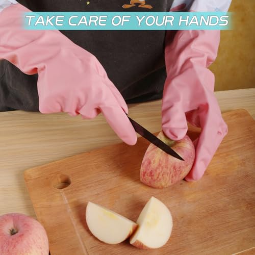 XJMWXHFC 3Pcs Reusable Dishwashing Gloves, Waterproof Long Cuff Non-Slip Household Gloves With Cotton Lined For Laundry, Cleaning, Working, Gardening - Image 4