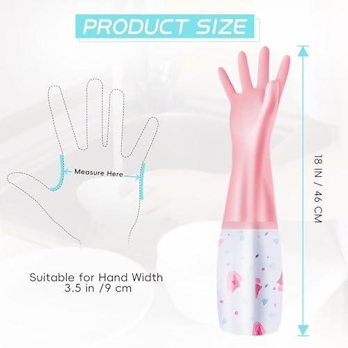 XJMWXHFC 3Pcs Reusable Dishwashing Gloves, Waterproof Long Cuff Non-Slip Household Gloves With Cotton Lined For Laundry, Cleaning, Working, Gardening - Image 2