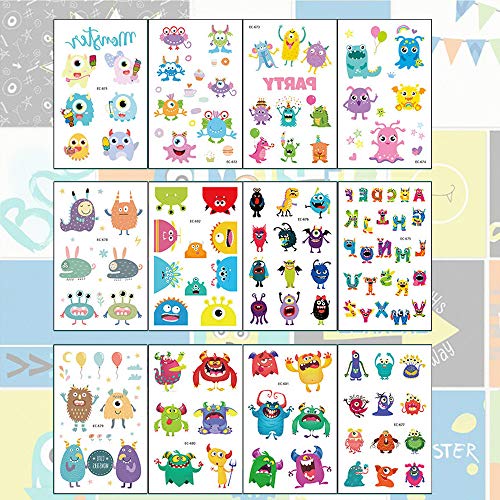 Ooopsi Monster Temporary Tattoos for Kids More Than 120 Tattoos Cute Cartoon Tattoos Sticker for Boy Girl Birthday Party Decorations Supplies Favors - Image 5