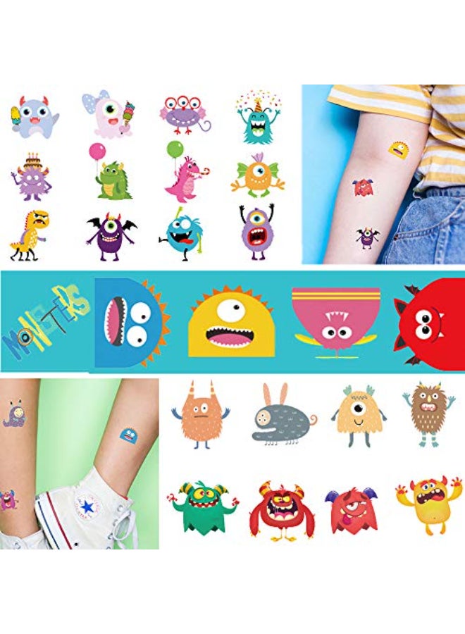 Ooopsi Monster Temporary Tattoos for Kids More Than 120 Tattoos Cute Cartoon Tattoos Sticker for Boy Girl Birthday Party Decorations Supplies Favors - Image 1