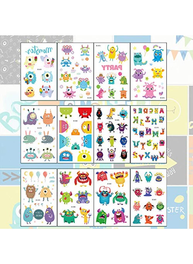 Ooopsi Monster Temporary Tattoos for Kids More Than 120 Tattoos Cute Cartoon Tattoos Sticker for Boy Girl Birthday Party Decorations Supplies Favors - Image 4