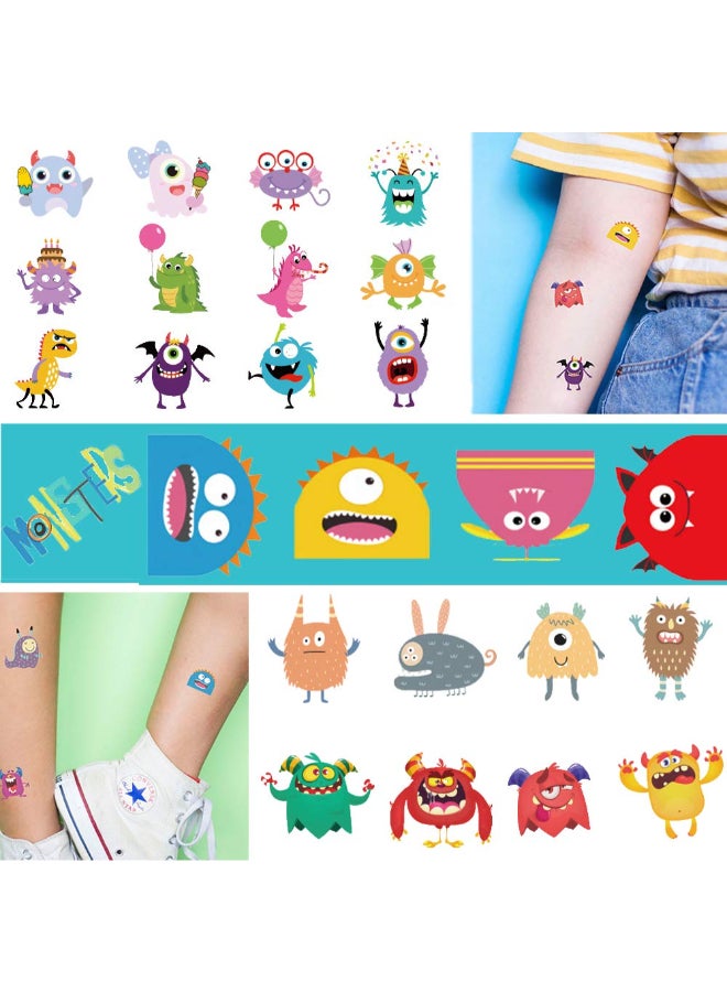 Ooopsi Monster Temporary Tattoos for Kids More Than 120 Tattoos Cute Cartoon Tattoos Sticker for Boy Girl Birthday Party Decorations Supplies Favors - Image 3
