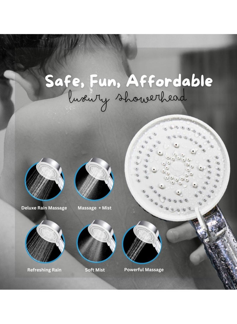 Luxoriented Luxoriented High Pressure Shower Head for Hard Water – 5 Spray Modes, Rust-Proof Chrome Finish, Spa & Massage Shower, Easy Install for UAE Home - Image 3