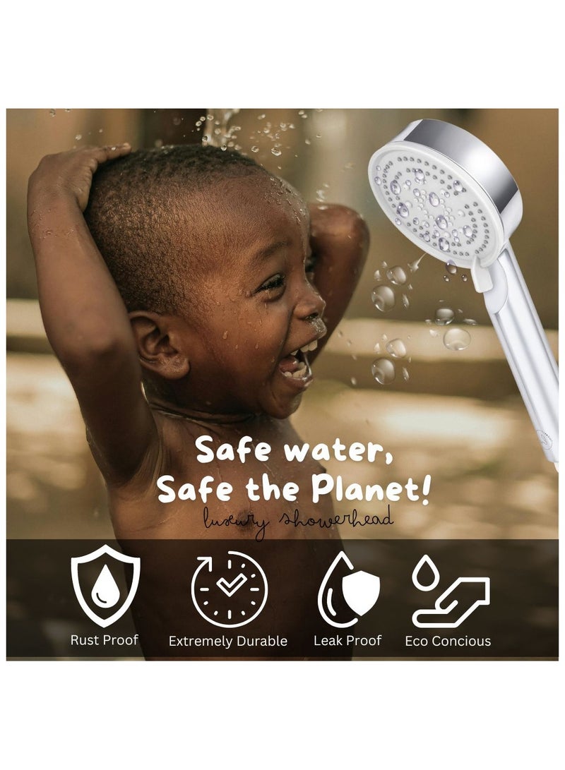 Luxoriented Luxoriented High Pressure Shower Head for Hard Water – 5 Spray Modes, Rust-Proof Chrome Finish, Spa & Massage Shower, Easy Install for UAE Home - Image 4