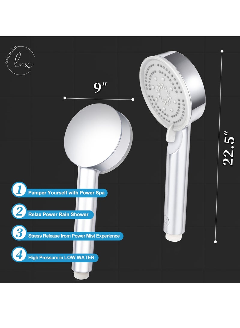 Luxoriented Luxoriented High Pressure Shower Head for Hard Water – 5 Spray Modes, Rust-Proof Chrome Finish, Spa & Massage Shower, Easy Install for UAE Home - Image 2