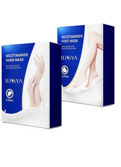 ROUSE ROUSE Hand and Foot Mask Set, 3 Pack Foot Mask & 3 Pack Hand Mask for Dry Cracked Hand Heel, Moisturizing Glove & Socks with Nicotinamide + Shea Butter + Goat Milk  - Image 1