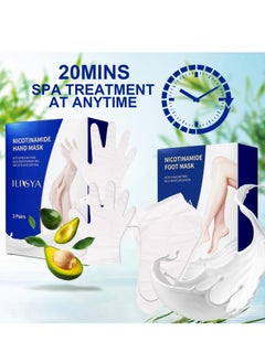 ROUSE ROUSE Hand and Foot Mask Set, 3 Pack Foot Mask & 3 Pack Hand Mask for Dry Cracked Hand Heel, Moisturizing Glove & Socks with Nicotinamide + Shea Butter + Goat Milk  - Image 3