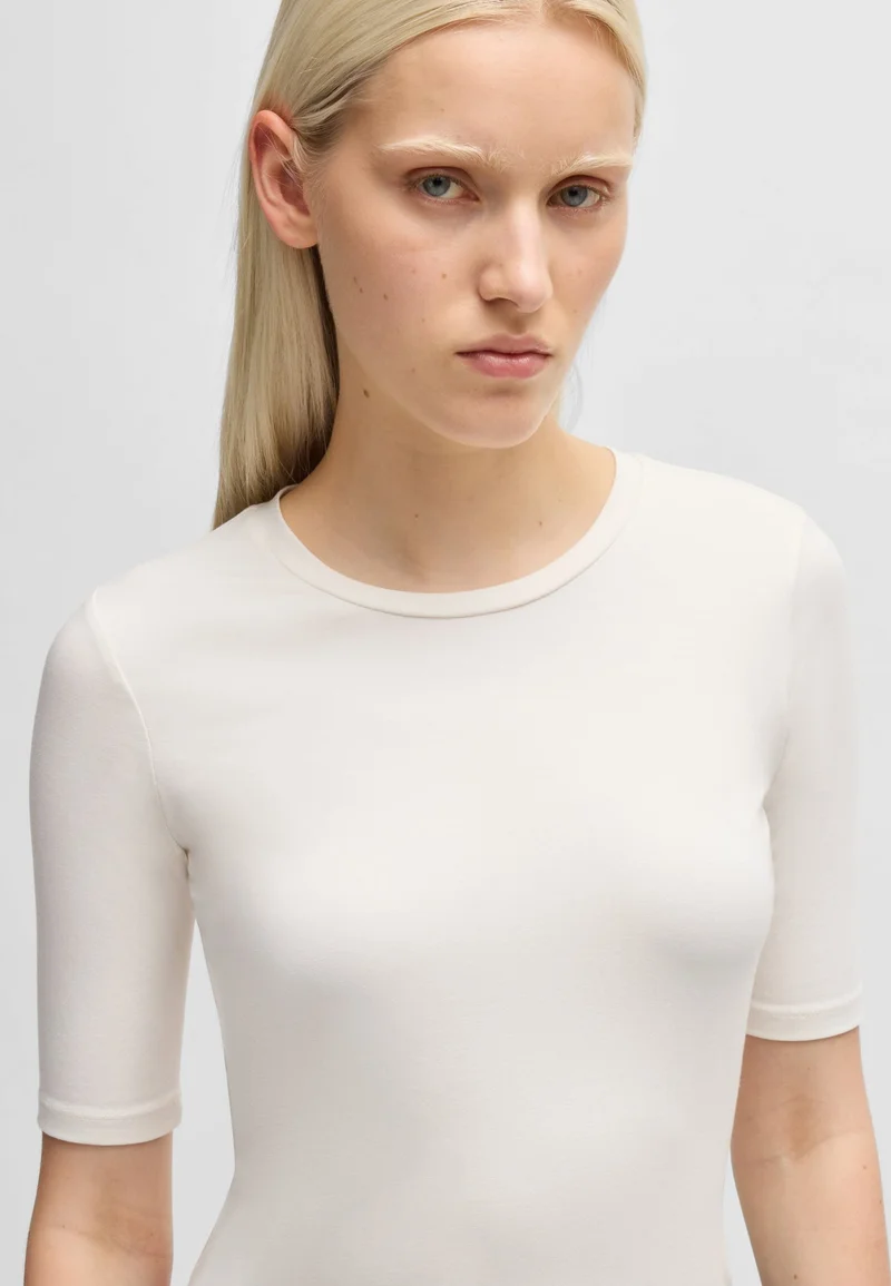 HUGO Natural Slim-fit T-shirt in cotton, modal and stretch for Women | Best Price UAE