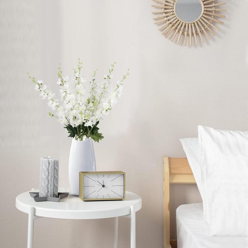 Fqueelvys White Delphinium Artificial Flowers,8PCS Long Stem Silk Larkspur Flowers 33.5'' Faux Delphinium Stems for Tall Vase Home Wedding Table Decor(White) - Image 5