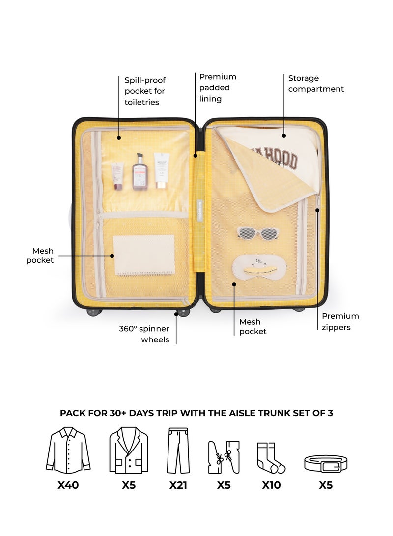 Mokobara The Aisle Trunk Set Of 3 - Polycarbonate Material | Money Moves, Black - Image 5