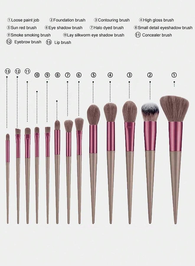NFI essentials Professional Synthetic Soft Bristle Makeup Brush Set of 13 For Face & Eye Cosmetic Accessories Brushes Kit For Eyeshadow, Powder, Lip, Eyebrow - Image 3