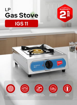 Single Burner Stainless Steel Gas Stove IGS 11 Silver