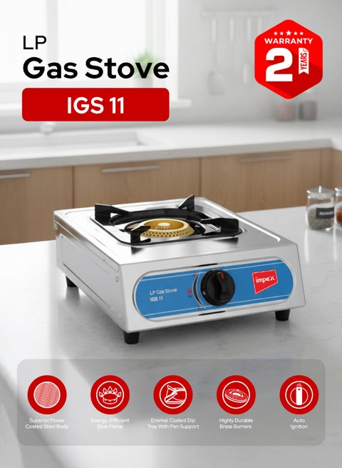 Single Burner Stainless Steel Gas Stove IGS 11 Silver