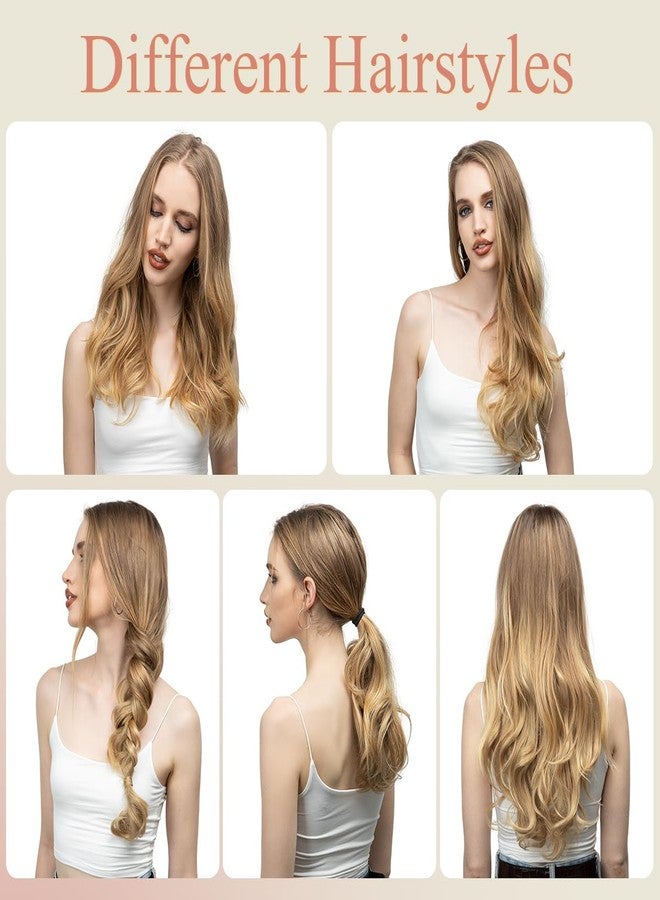 سارلا وصلات شعر سارلا بمشبك على شكل حرف U، شعر صناعي طويل مموج كثيف يغطي الرأس بالكامل، أسود بني، 24 بوصة - Image 5