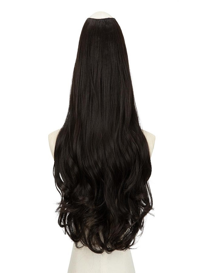 سارلا وصلات شعر سارلا بمشبك على شكل حرف U، شعر صناعي طويل مموج كثيف يغطي الرأس بالكامل، أسود بني، 24 بوصة - Image 2