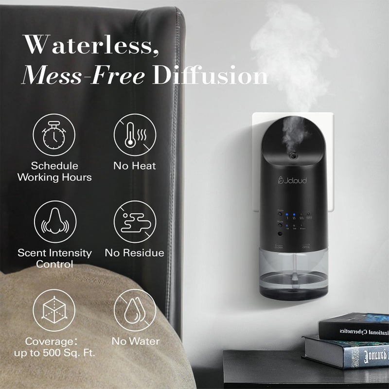 JCLOUD Plug in Diffuser for Essential Oils, Waterless Scent Diffuser Cover Up to 500 Sq. Ft. for Home, Office, Spa - Portable Wall Aromatherapy Device 160ML, Black - Image 2
