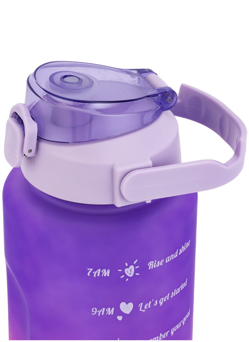 Delcasa Plastic Water Bottle DC2990 Pack of 2, 2.0 L & 900 ML, Plastic Bottle with Volume Tracker and Push Button Mechanism