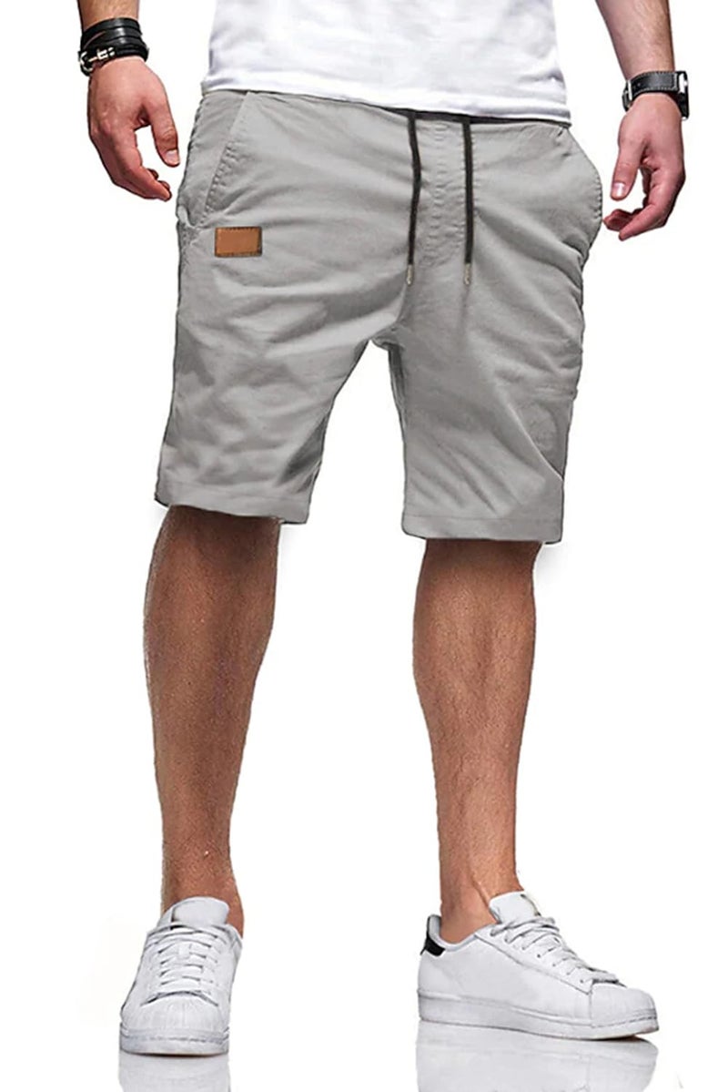 JMIERR Mens Casual Shorts - Cotton Drawstring Summer Beach Stretch Waist Twill Chino Dress Golf Travel Essentials Shorts with Pockets Short Pants for Men 7 Inch Inseam, S, S1 Grey - Image 1