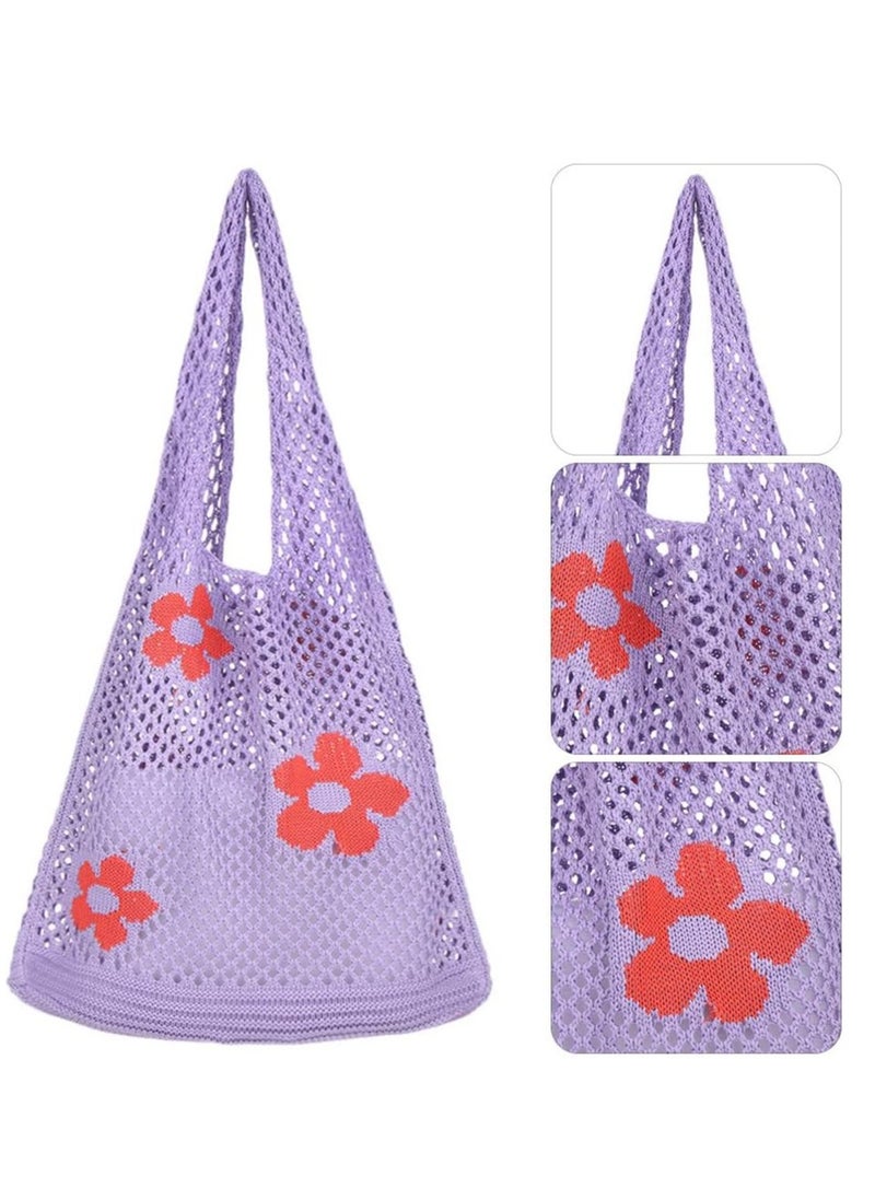 Oasisgalore Crochet Tote Bag Mesh Beach Bag Aesthetic Shoulder Bag Y2k Purse for Women Girls  - Image 2