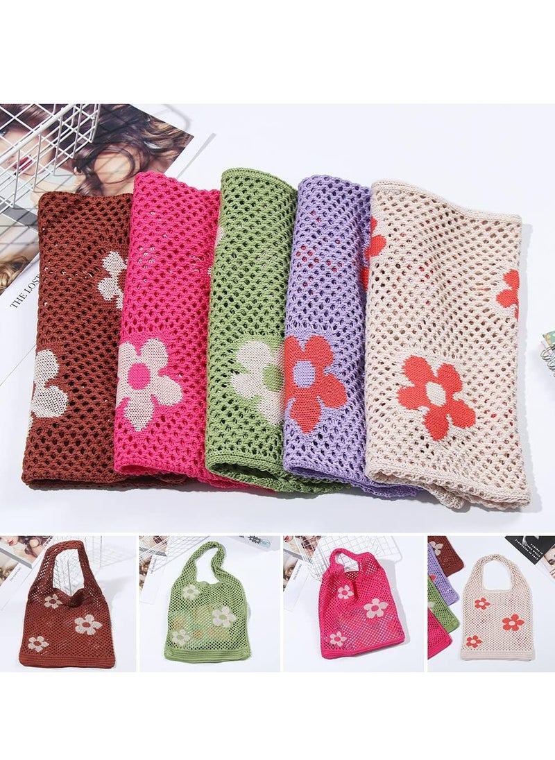 Oasisgalore Crochet Tote Bag Mesh Beach Bag Aesthetic Shoulder Bag Y2k Purse for Women Girls  - Image 3