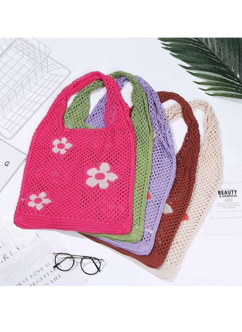 Oasisgalore Crochet Tote Bag Mesh Beach Bag Aesthetic Shoulder Bag Y2k Purse for Women Girls  - Image 4