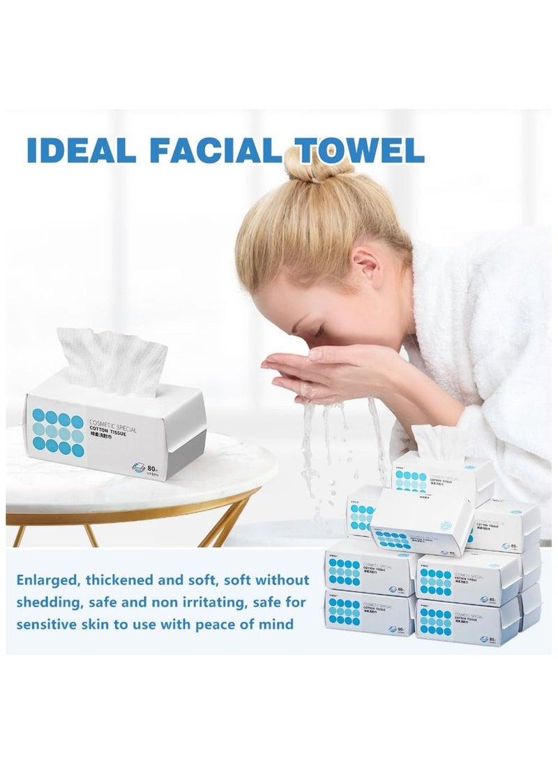 Disposable Face Towel, for Washing Soft Cotton Dry Wipes, Facial Cloths Towelettes for Washing and Drying, Facial Tissue for Cleansing, Skincare and Makeup Remover (80 Count) - Image 2