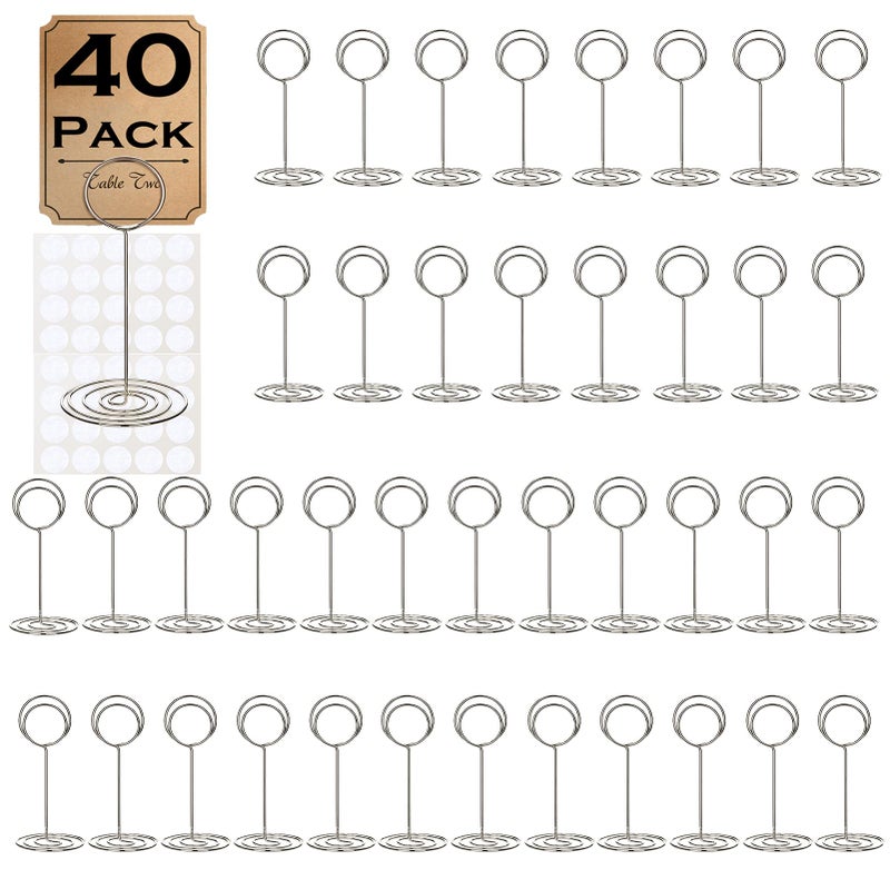 cyrico 40 Pcs Table Number Place Card Holder 33 Inch Picture Holders for Tables Name Cards Photo Menu Memo Clips Sign Ideal Table Number Stands for Wedding Birthday Anniversary Party Restaurant