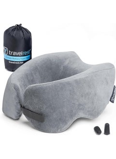 Travelrest NEST Patented Ultimate Memory Foam Travel Pillow/Neck Pillow - Washable Cover - Voted Best Travel Pillow for 2018-2021 by Wirecutter - Compresses to 1/4 of its Size (2 Year Warranty)