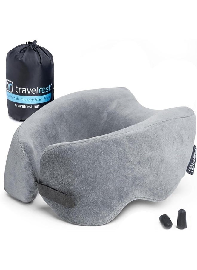 travelrest - Travelrest NEST Patented Ultimate Memory Foam Travel Pillow/Neck Pillow - Washable Cover - Voted Best Travel Pillow for 2018-2021 by Wirecutter - Compresses to 1/4 of its Size (2 Year Warranty) - Image 1
