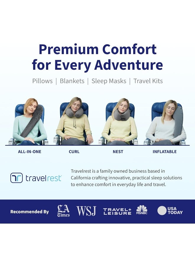 travelrest - Travelrest NEST Patented Ultimate Memory Foam Travel Pillow/Neck Pillow - Washable Cover - Voted Best Travel Pillow for 2018-2021 by Wirecutter - Compresses to 1/4 of its Size (2 Year Warranty) - Image 1