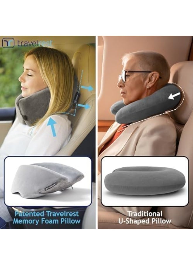 travelrest - Travelrest NEST Patented Ultimate Memory Foam Travel Pillow/Neck Pillow - Washable Cover - Voted Best Travel Pillow for 2018-2021 by Wirecutter - Compresses to 1/4 of its Size (2 Year Warranty) - Image 1