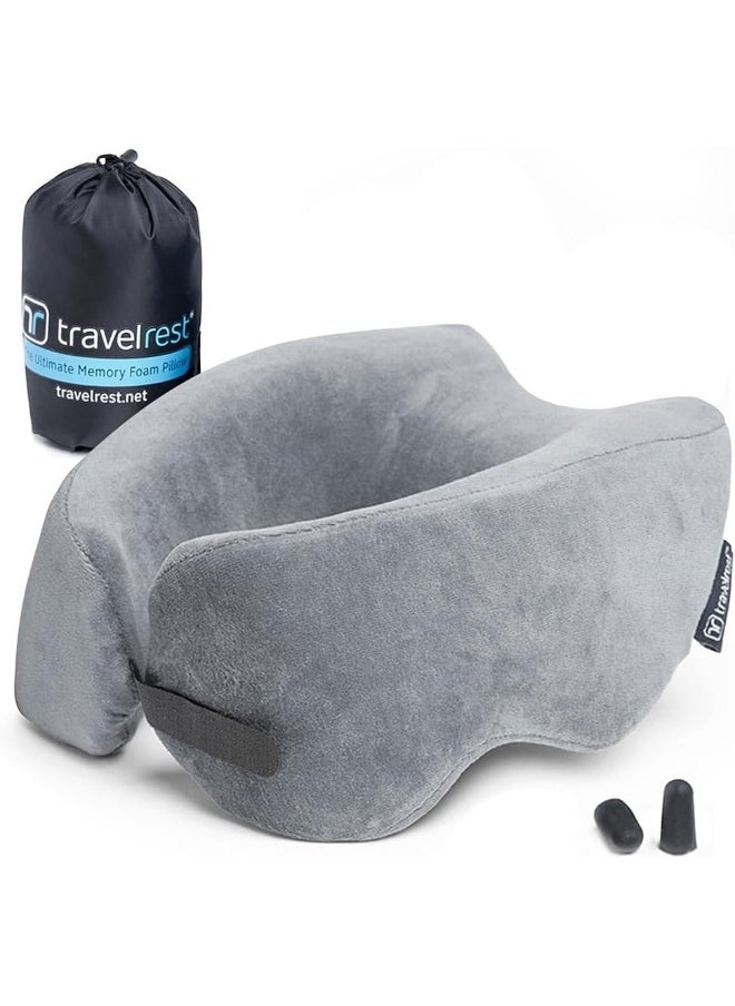 travelrest - Travelrest NEST Patented Ultimate Memory Foam Travel Pillow/Neck Pillow - Washable Cover - Voted Best Travel Pillow for 2018-2021 by Wirecutter - Compresses to 1/4 of its Size (2 Year Warranty) - Image 1