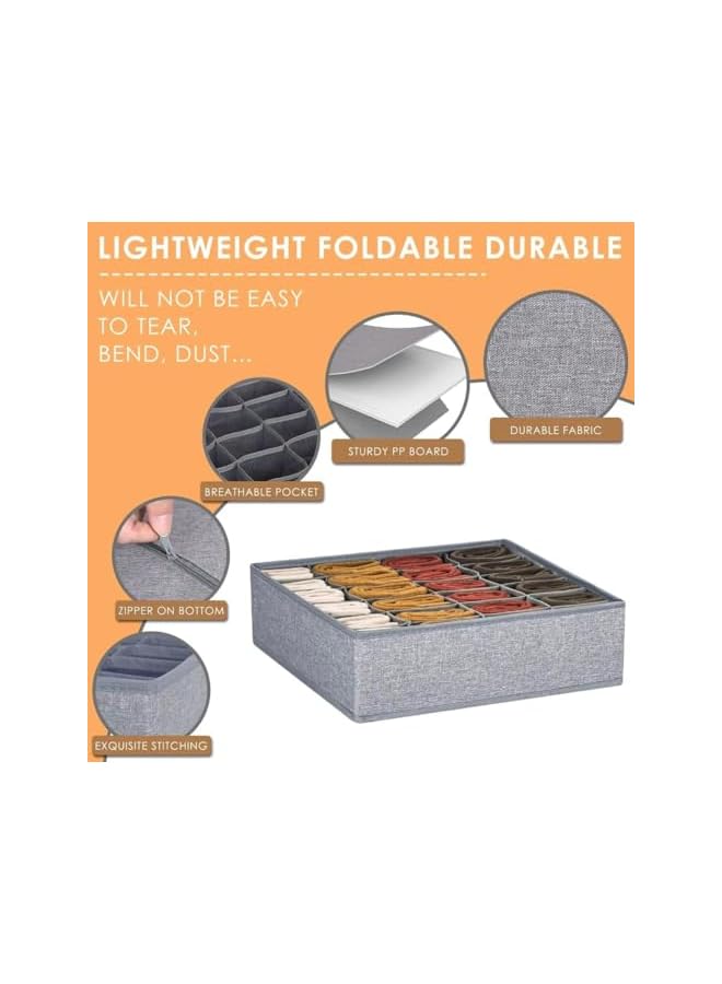 Green Tiger 2 Pack 48 Cells Sock Organizer,Drawer Organizer Divider,Underwear Organizer,Collapsible Closet Organization Storage Foldable Stackable Storage Bin for Underwear,Socks and Belts,Dresser - Image 3