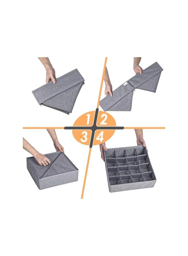 Green Tiger 2 Pack 48 Cells Sock Organizer,Drawer Organizer Divider,Underwear Organizer,Collapsible Closet Organization Storage Foldable Stackable Storage Bin for Underwear,Socks and Belts,Dresser - Image 5