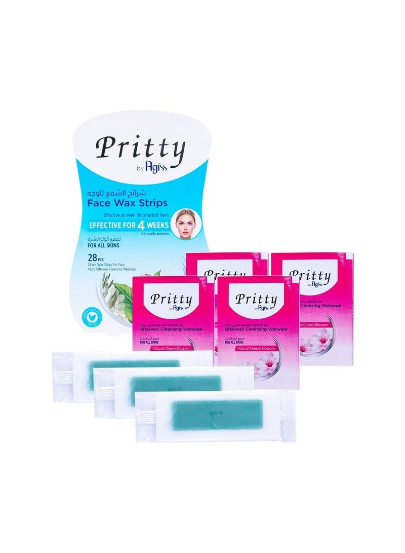 Pritty Face Wax Strips All Skin Types 1 kit - Image 1