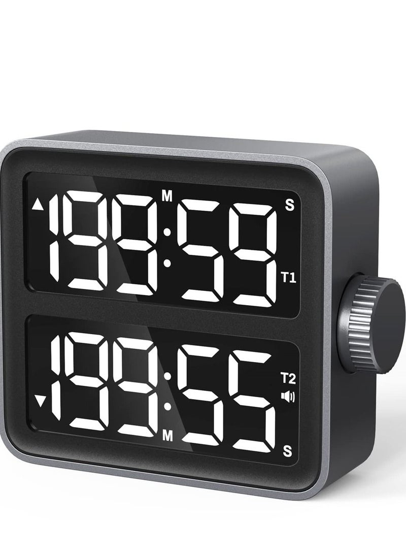 Dual Kitchen Timer with LED Display Dual Channel Countdown Stop Watch for Cooking Schools and Classrooms Magnetic Digital Timer  - Image 1