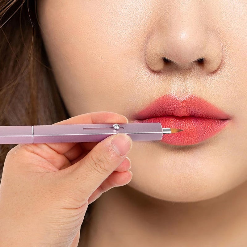 فرشاة شفاه مزدوجة النهاية بمقبض مريح، فرشاة أحمر شفاه ومرطب شفاه مدمجة وقابلة للحمل لتطبيق دقيق للمكياج، فرشاة كونسيلر صغيرة ملائمة للسفر - Image 4