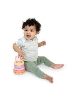 ingenuity INGENUITY ity by Ingenuity Cutie Stacks, 4 BPA-Free Rings, Faux Wood Stand, Owl Topper, Unisex, for Ages 6 Months and Up - Nally  - Image 3