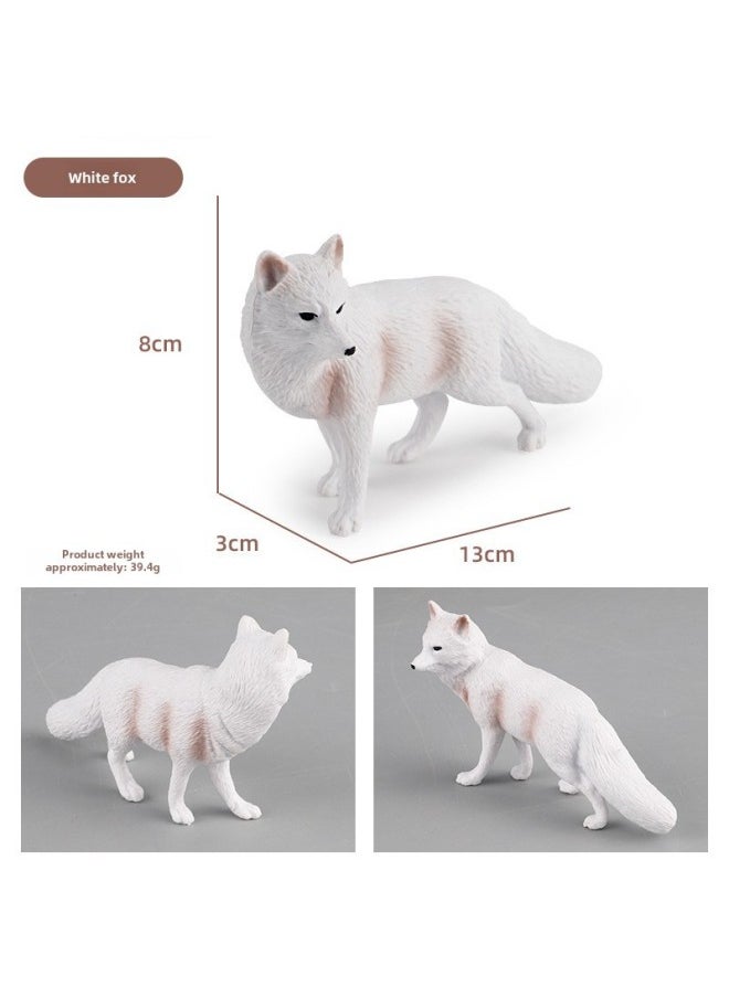 Puzzle Simulation Forest Wild Animal Model Toy Early Education Cognitive Decoration Ornaments Suit Series-Color:X-136 White Fox  - Image 1