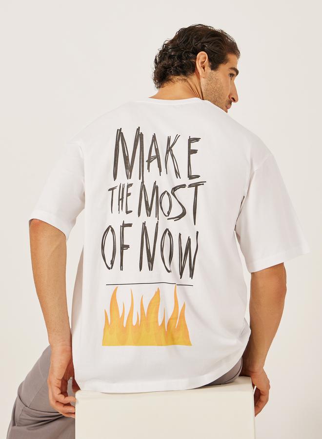 Styli Slogan Back Print Jersey Oversized T-Shirt  - Image 1