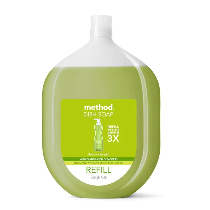 Method Gel Dish Soap Refill Lime Sea Salt Scent Powerful Cleaning Formula Large Refill Tub Biodegradable Formula Cuts Through Grease 54 Fl Oz